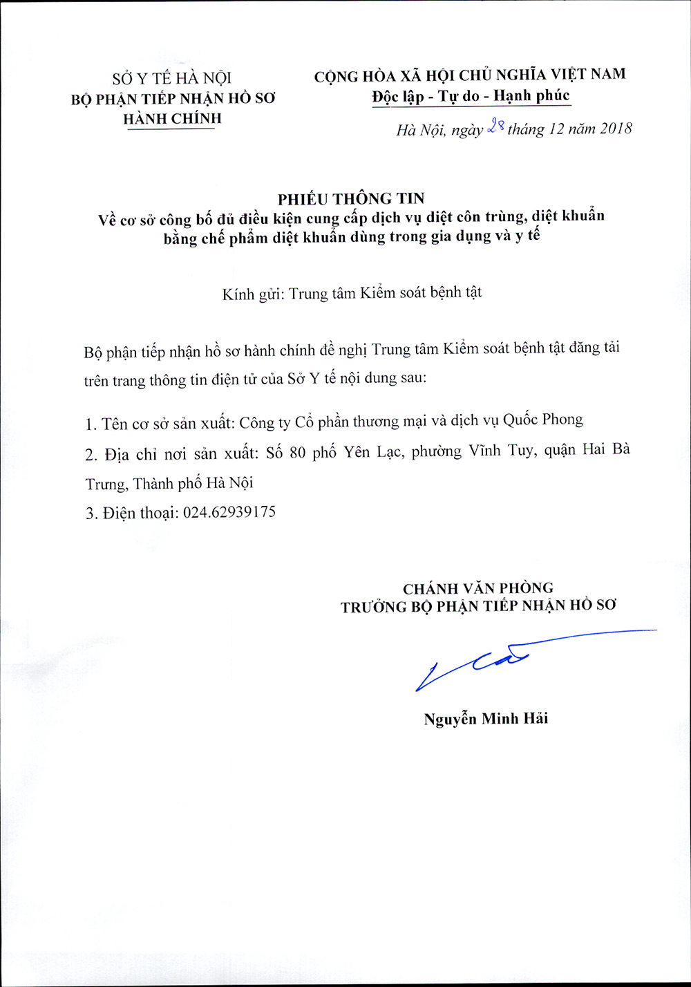 Giấy phép Bộ Y tế